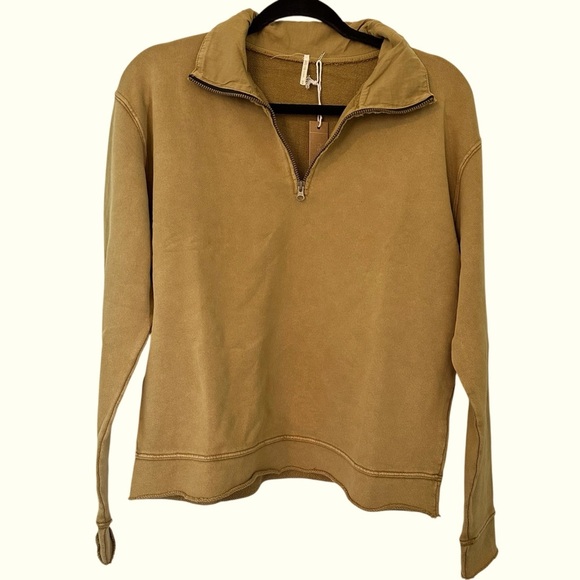 Hello Nite Tops - Hello Nite NWT Quarter Zip Cotton Pullover MEDIUM - Forest Moss